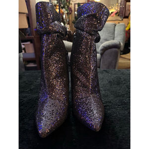 Women's Unbranded Silver Glitter Heeled Boots